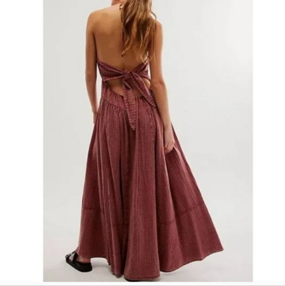 Free People Boho Mind Over Matter Midi Dress in Burnt Sienna Size Medium - Picture 4 of 16